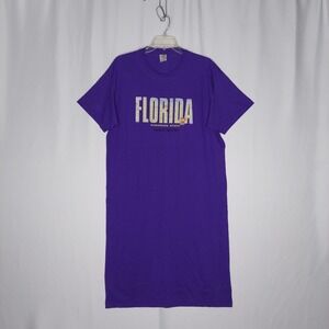 Cal Cru T-Shirt Dress‎ OS Florida Purple Cotton Short Sleeve Vacation Beachy 90s